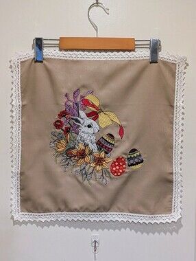 EUC Edelvika 17"x17" Ukranian Easter Bunny Tan Linen Napkin